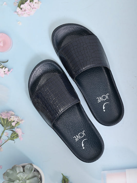 Footwear, Women Footwear, Navy Blue Slides