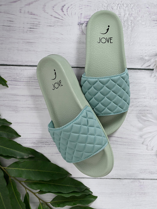 Footwear, Women Footwear, Sea Green Slides