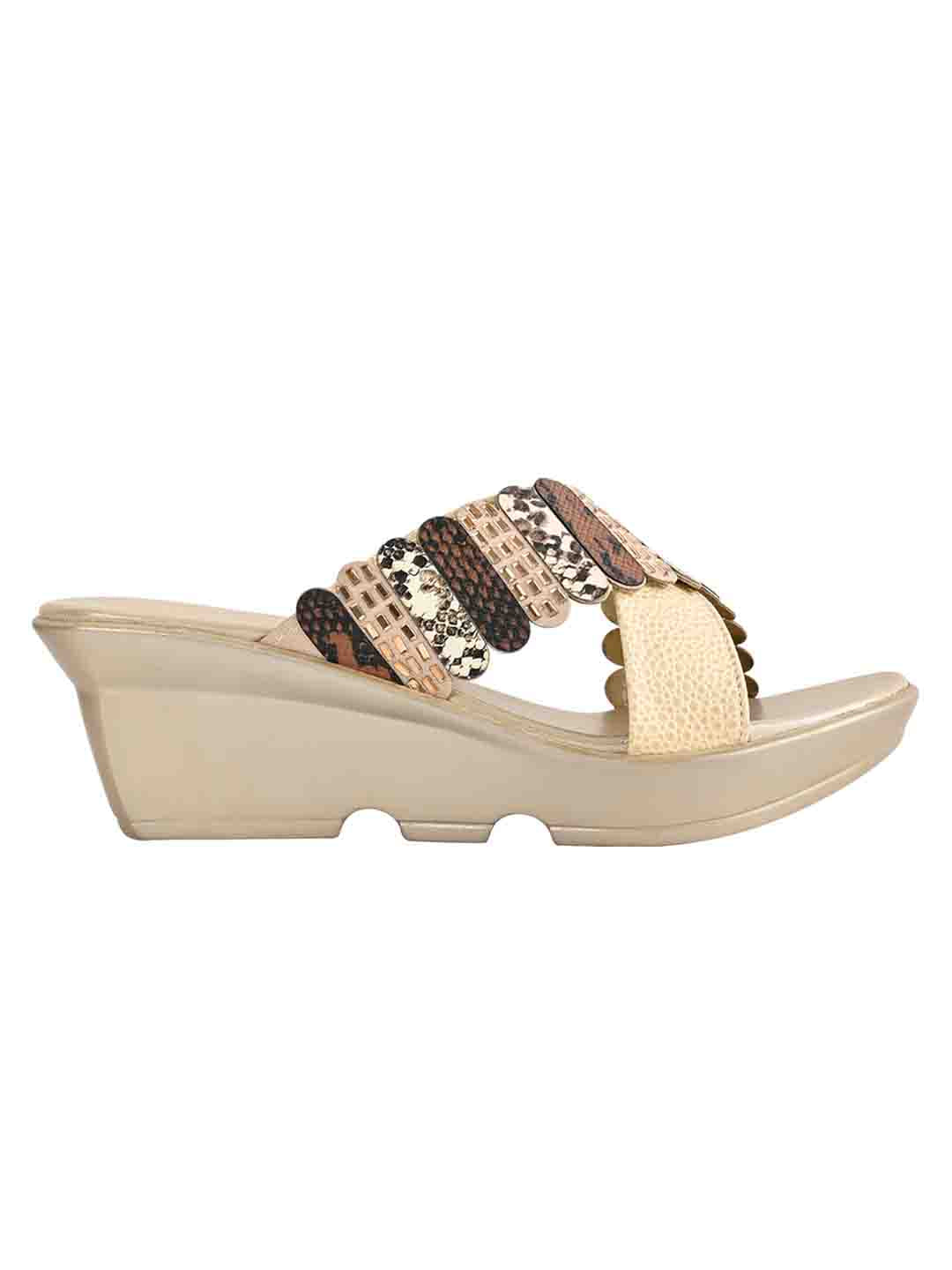 Footwear, Women Footwear, Golden Wedges