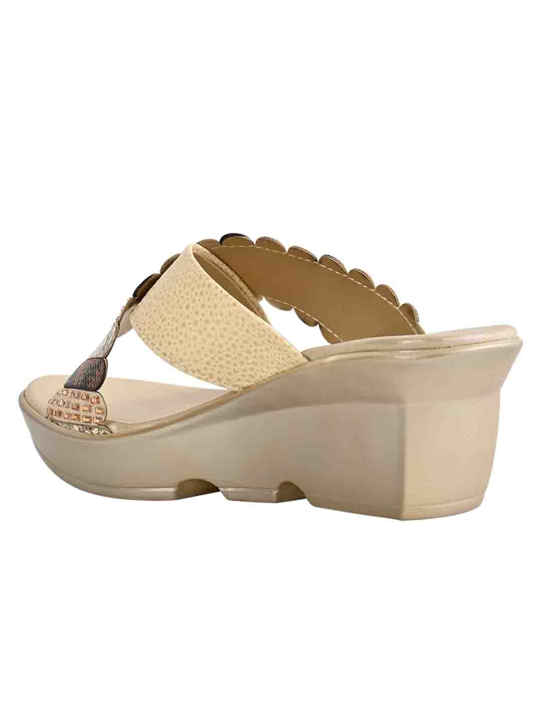 Footwear, Women Footwear, Golden Wedges