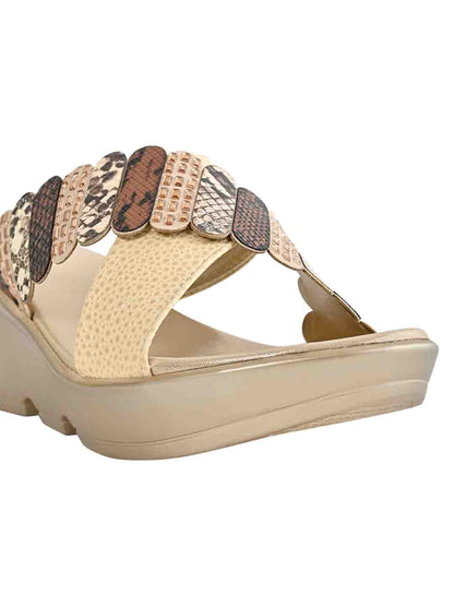 Footwear, Women Footwear, Golden Wedges