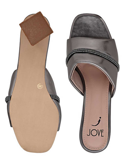 Footwear, Women Footwear, PEWTER, Heel Sandals