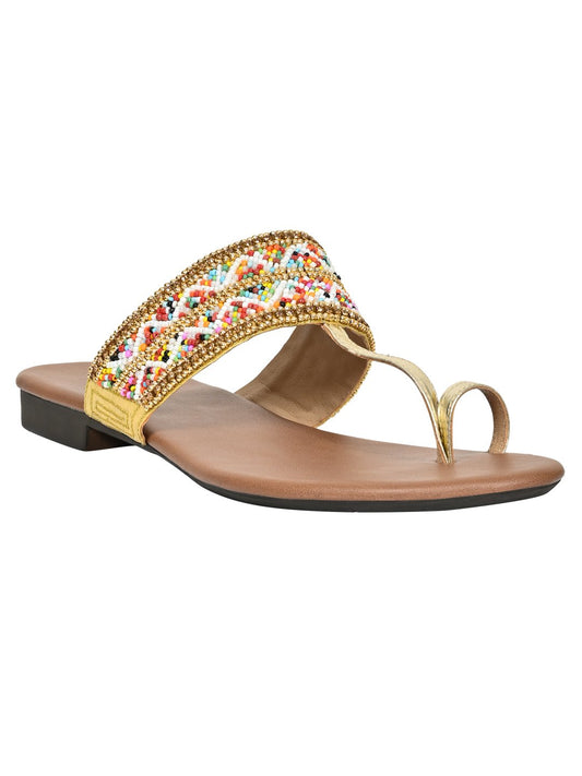 Footwear, Women Footwear, Golden One Toe Flats