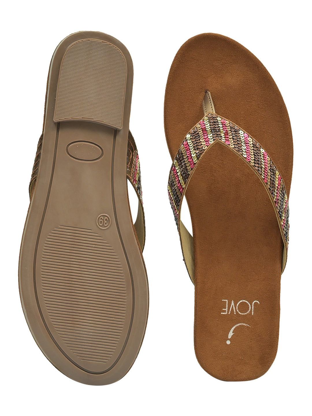  Footwear, Women Footwear, Tan T-Strap Flats