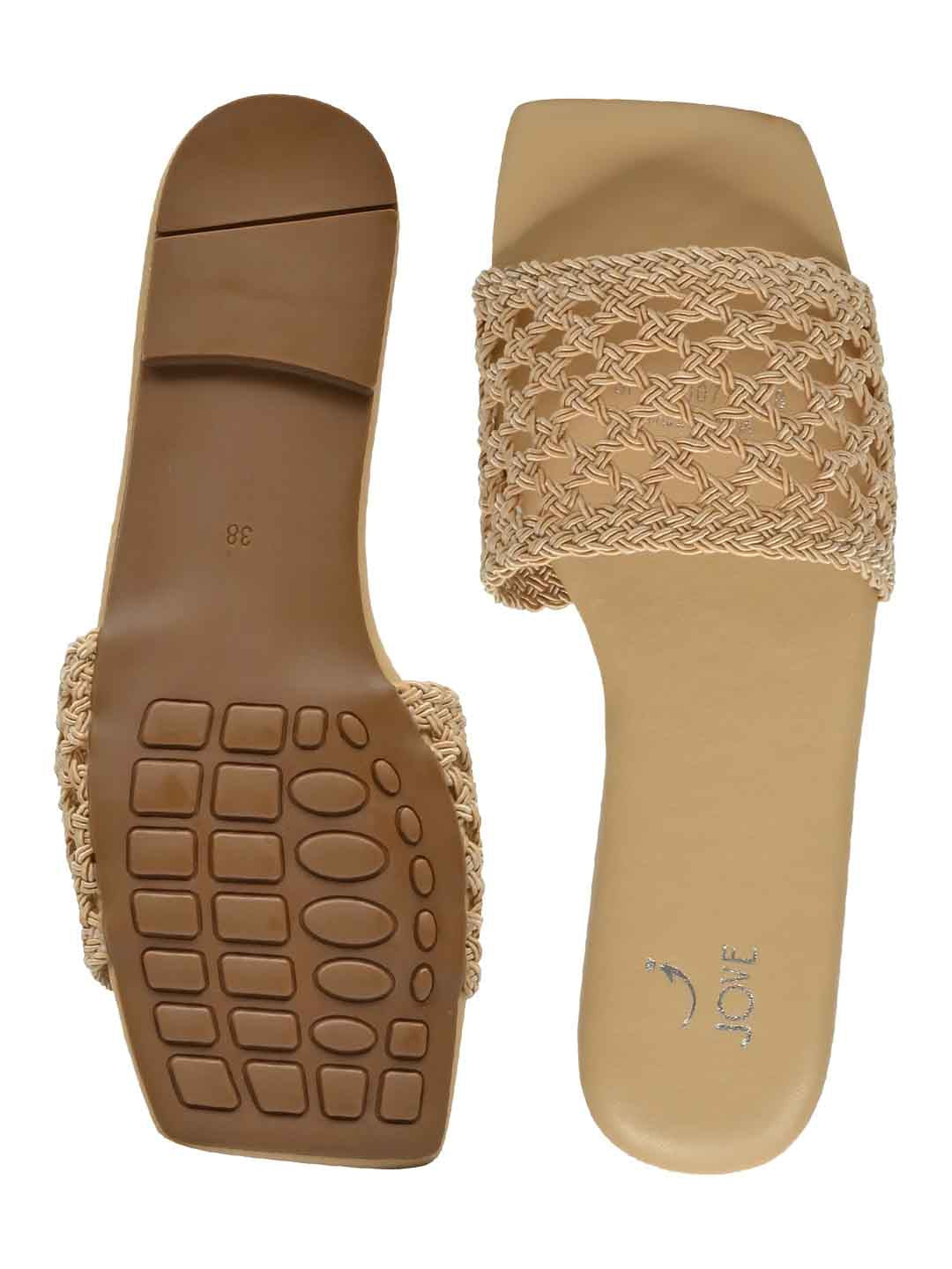 Footwear, Women Footwear, Beige Open Toe Flats