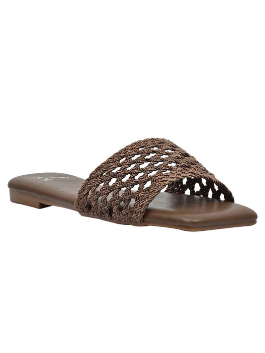 Footwear, Women Footwear, Brown Open Toe Flats