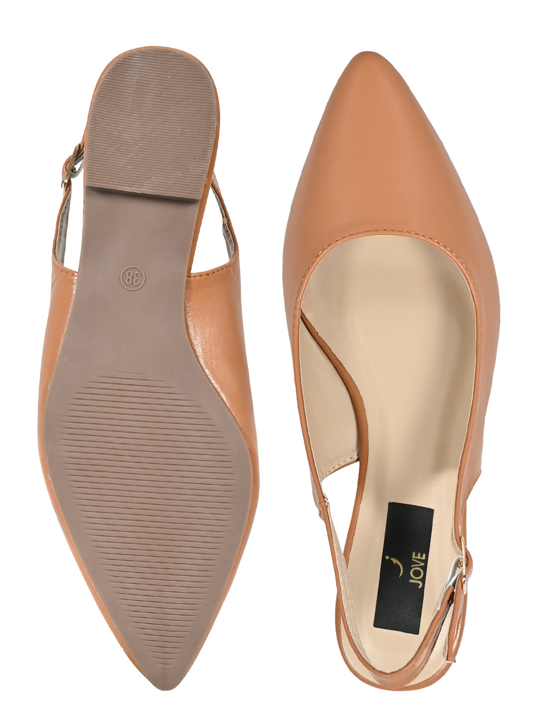 Footwear, Women Footwear, Tan Ballerinas