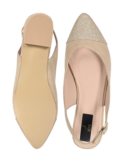 Footwear, Women Footwear, Beige Ballerinas