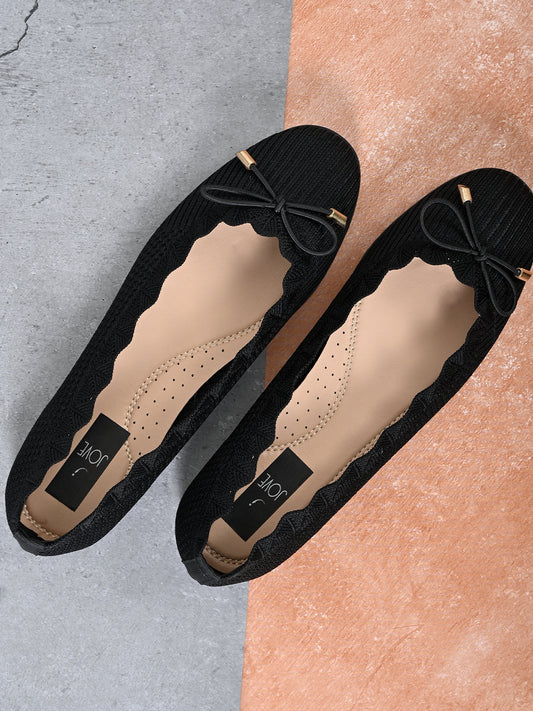 Footwear, Women Footwear, Black Ballerinas