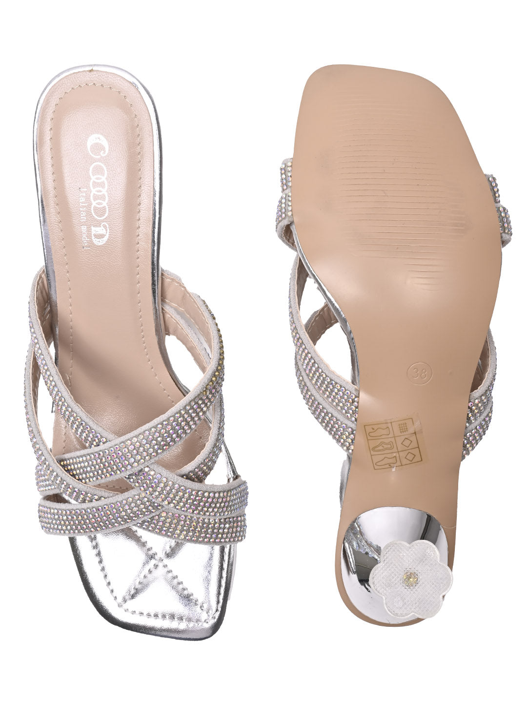 Women, Women Footwear, Silver Sandals