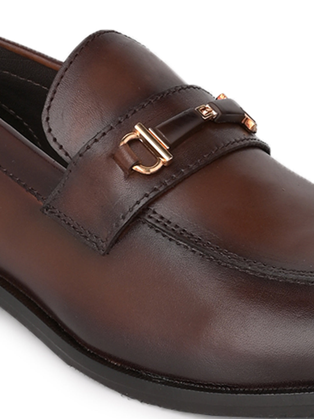 Men Coffee Solid Formal Loafers