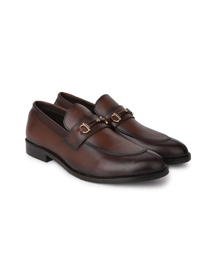 Men Coffee Solid Formal Loafers